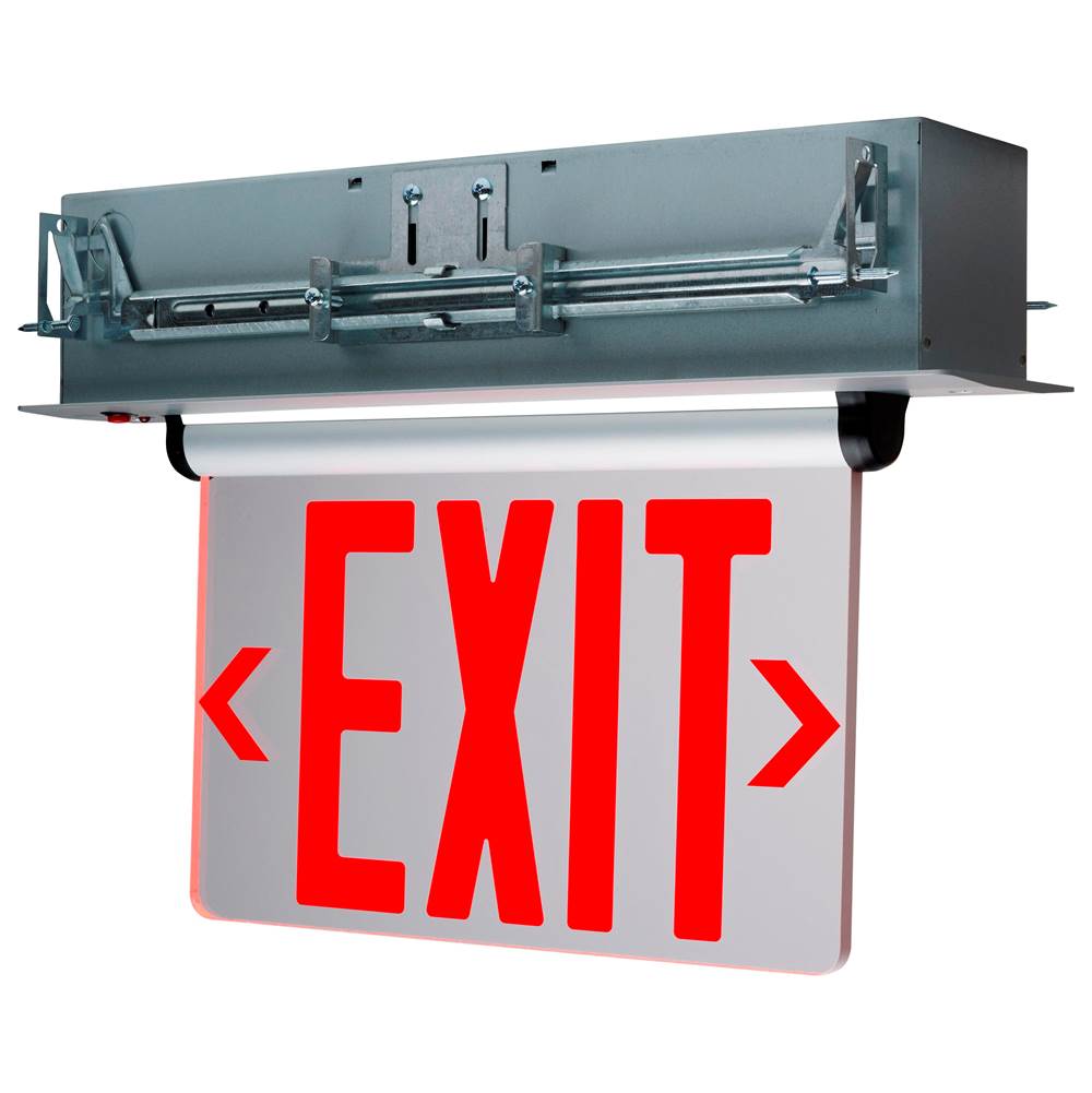 Satco Red (Clear) Edge Lit LED Exit Sign; 3.14 Watts; Single Face; 120V/277 Volts; Clear Finish