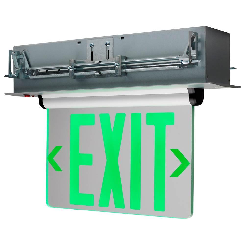 Satco Green (Clear) Edge Lit LED Exit Sign; 2.94 Watts; Single Face; 120V/277 Volts; Clear Finish
