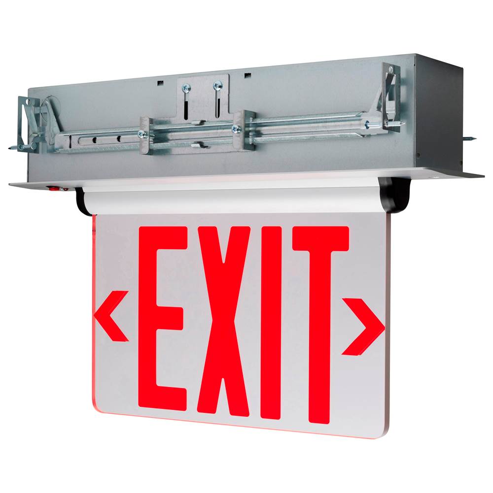 Satco Red (Mirror) Edge Lit LED Exit Sign; 3.14 Watt; Dual Face; 120/277 Volts; Silver Finish