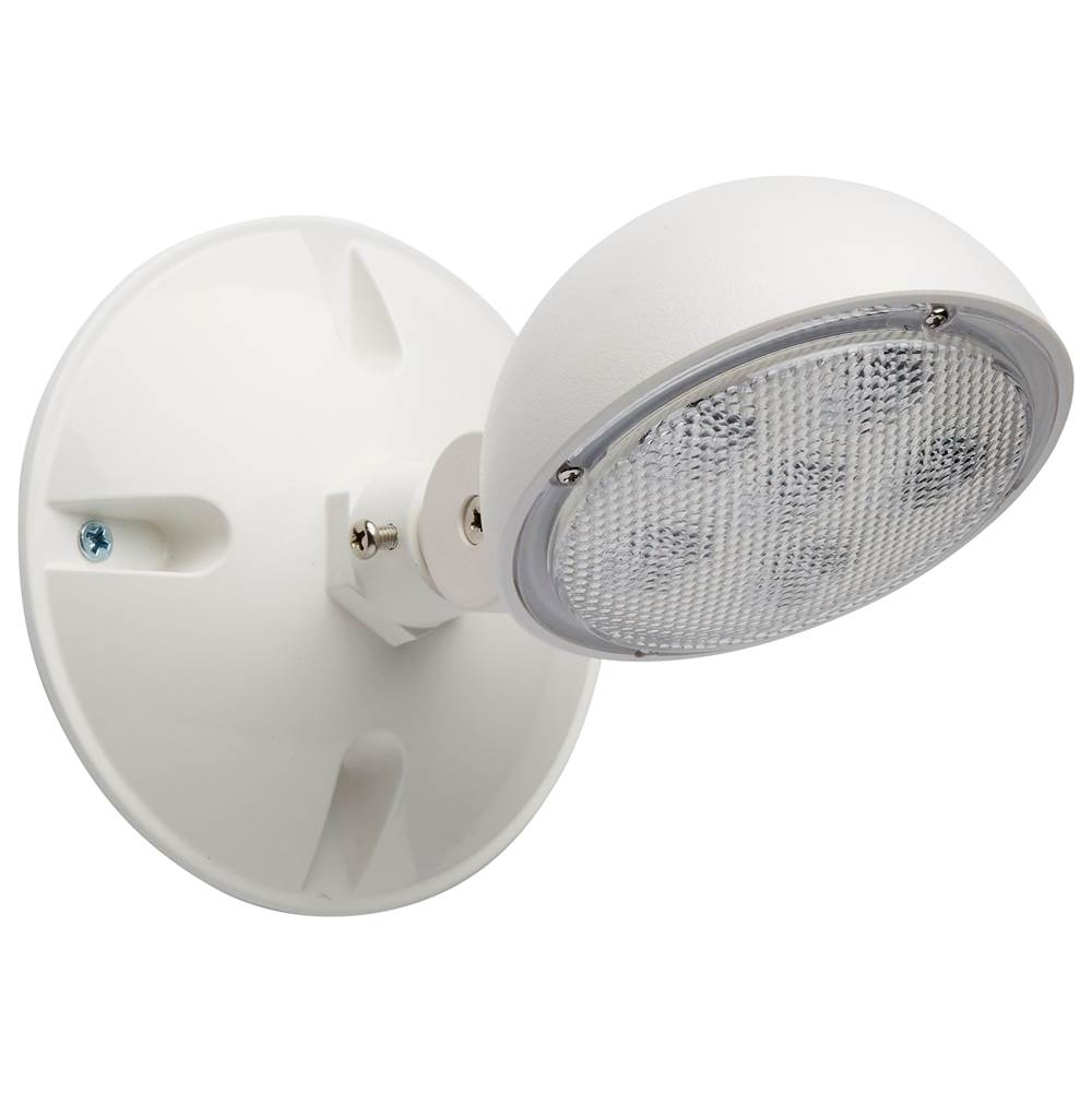 Satco Remote Emergency Light, Low-Voltage Backup, Single Head, White Finish, Wet Location Rated