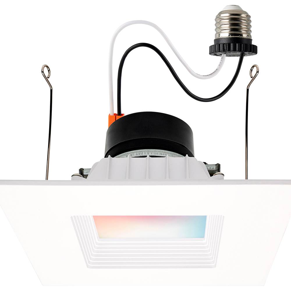 Satco 13 Watt; LED Retrofit Downlight; 5-6 Inch Square; Starfish IOT; RGB and Tunable White; 120 Volt; 90 CRI; White Finish