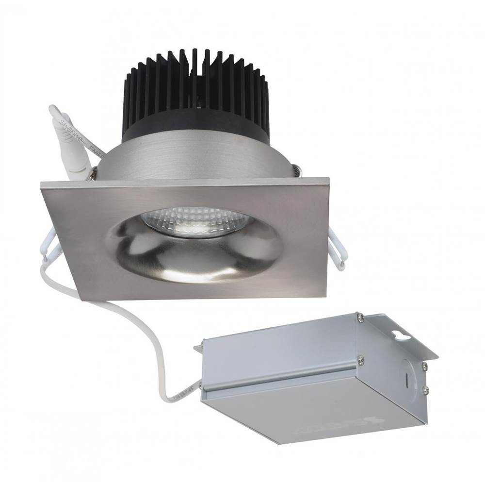 Satco 12 W LED Direct Wire Downlight, 3.5'', 3000K, 120 V, Dimmable, Square, Remote Driver, Brushed Nickel