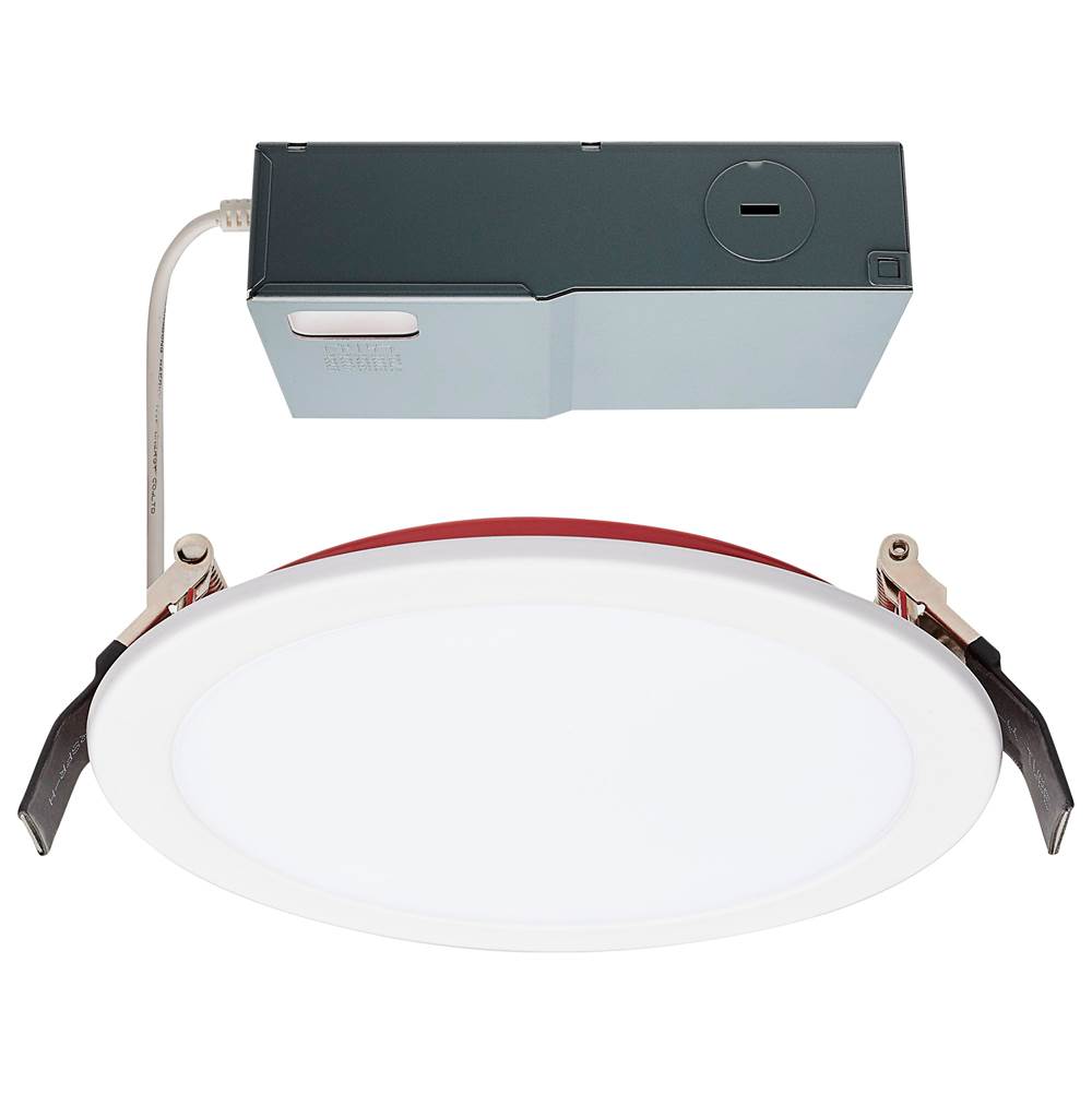 Satco 13 Watt LED; Fire Rated 6 Inch Direct Wire Downlight; Round Shape; White Finish; CCT Selectable; 120 Volts; Dimmable