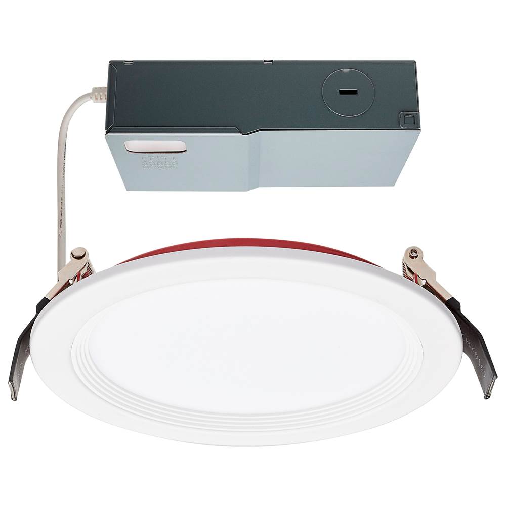 Satco 13 Watt LED; Fire Rated 6 Inch Direct Wire Downlight; Round Shape; White Finish; CCT Selectable; 120 Volts; Dimmable; Remote Driver
